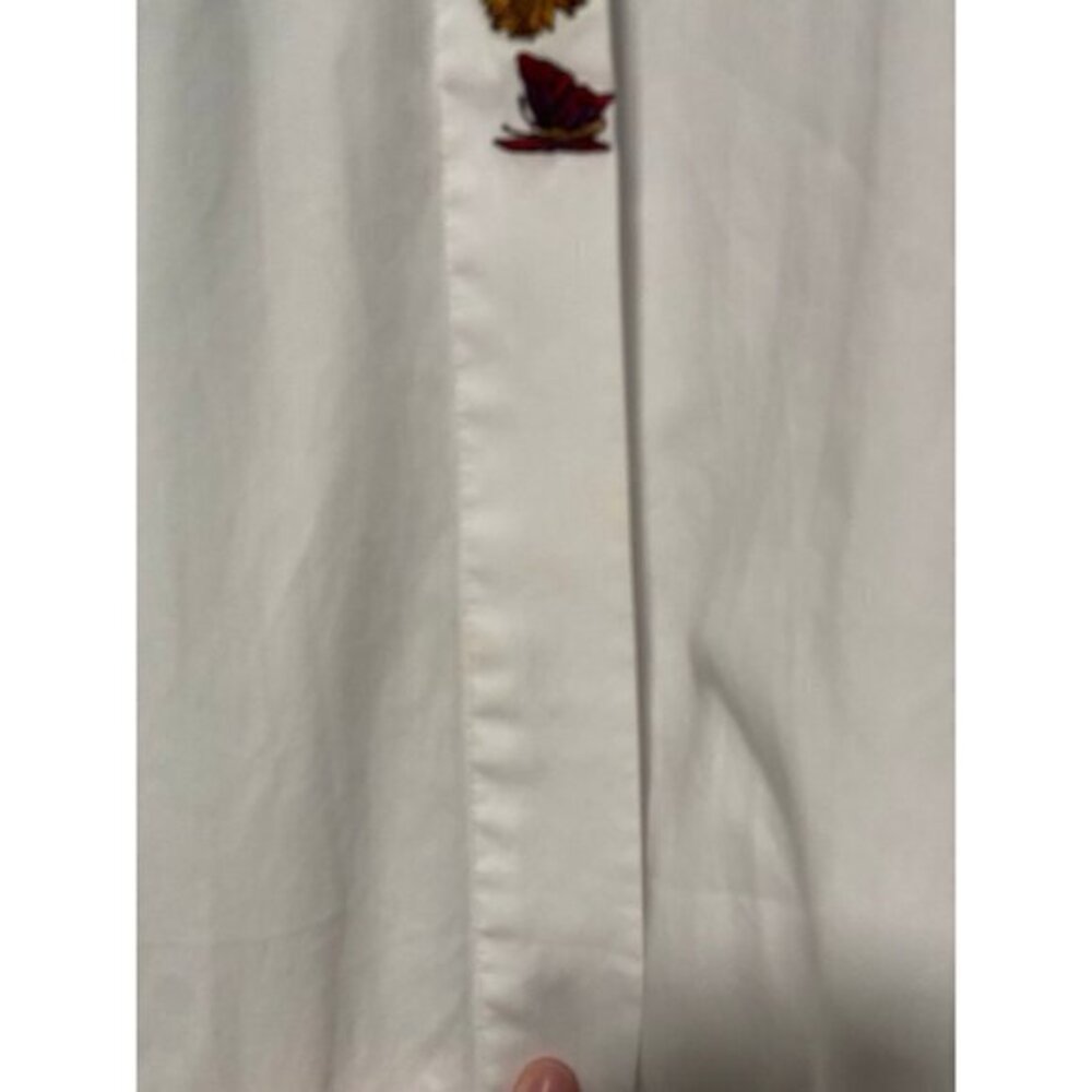 Karen‎ Scott Women's White Button Down Sunflower Butterfly Shirt Top - Picture 9 of 10